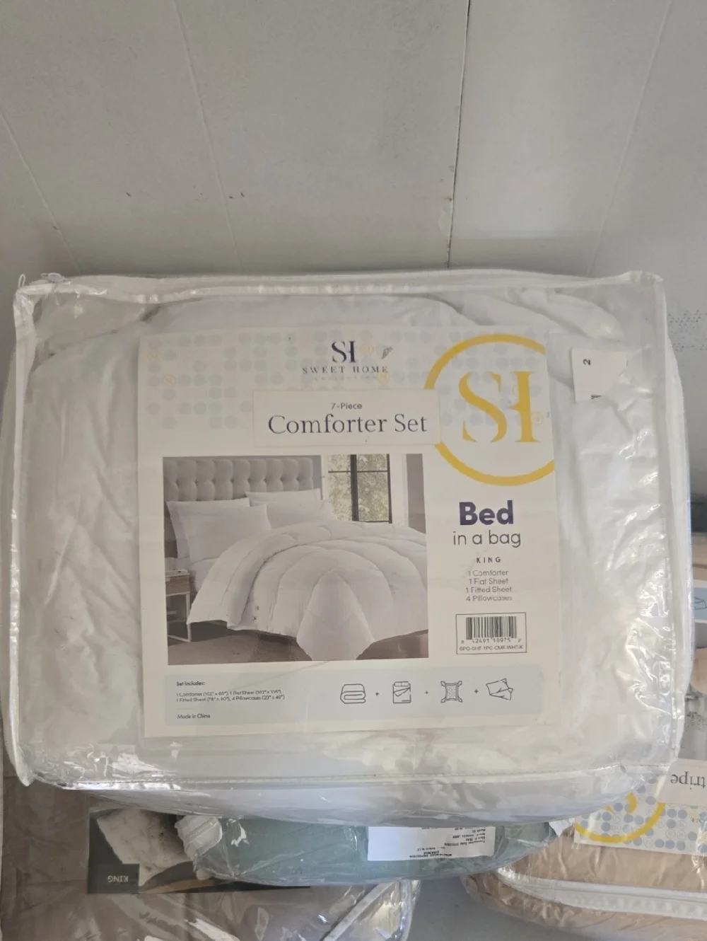 Sweet Home Essential 7-Piece Bed in a Bag Comforter Set King White